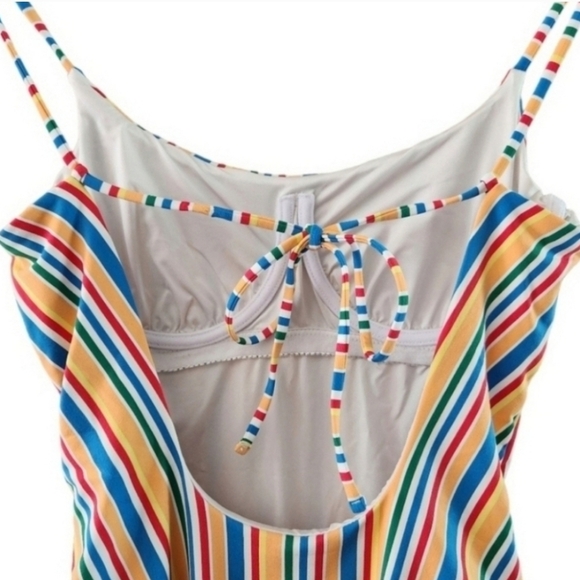 Onia Gabriella Swimsuit Womens Size Small One Peace Rainbow Striped High Cut - Picture 8 of 12